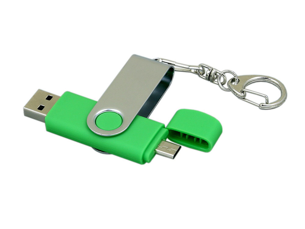 Флеш-накопитель 32 ГБ с поворотным USB 2.0 и Micro USB разъёмом
