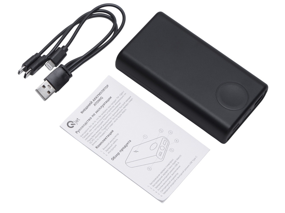 Внешний беспроводной аккумулятор 2-в-1 с функцией зарядки Apple Watch, QC/PD AtomIQ, 10000 мАч