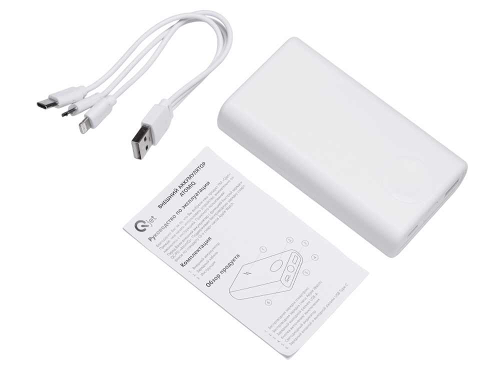 Внешний беспроводной аккумулятор 2-в-1 с функцией зарядки Apple Watch, QC/PD AtomIQ, 10000 мАч