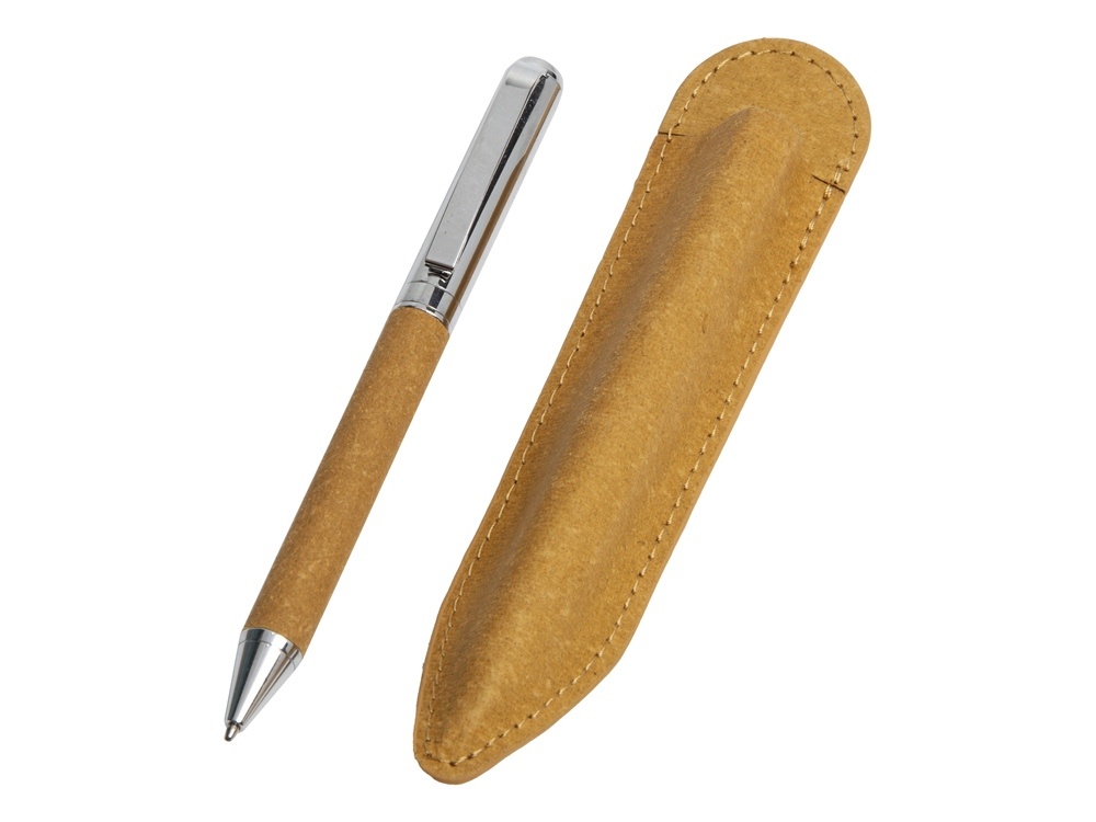 Ручка шариковая Venera из переработанной стали и переработанной кожи