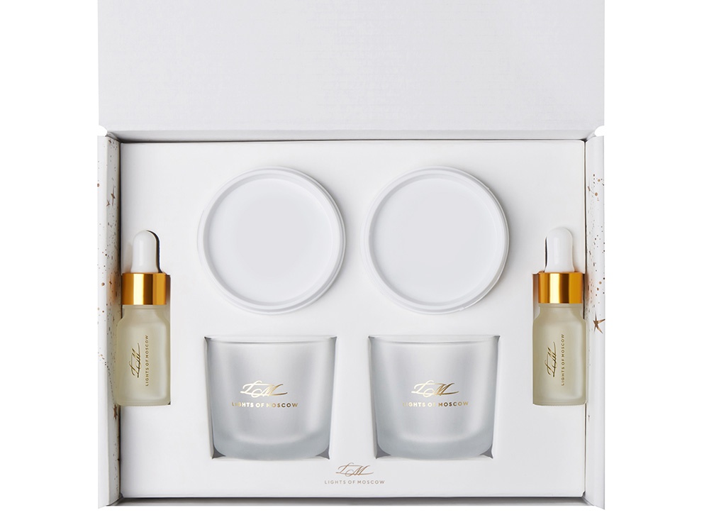 Набор для создания 2-х ароматических свечей: амбра и табак/маракуйя, сандал и пачули