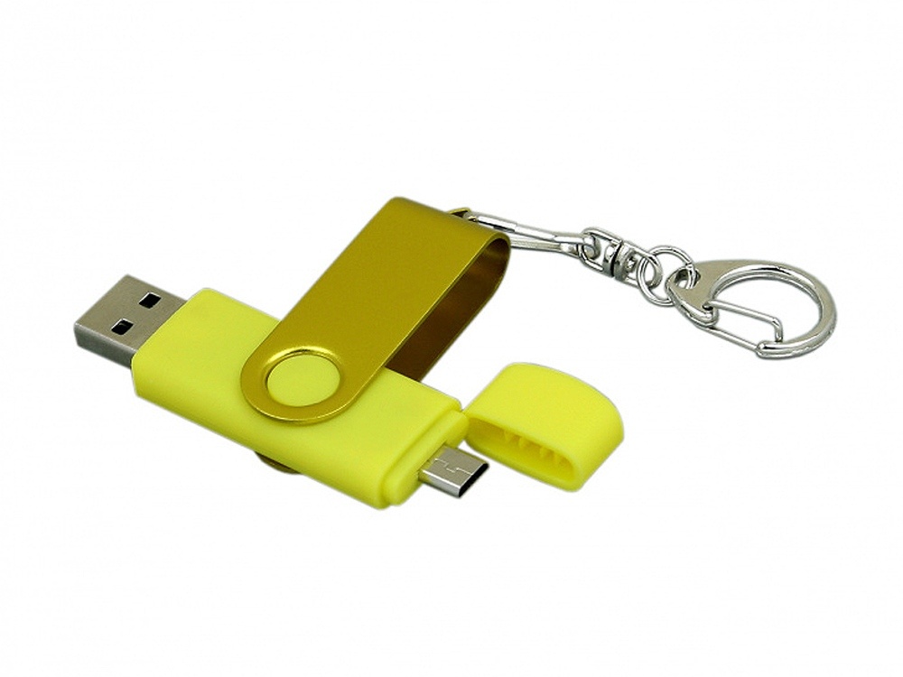 64 Гб USB 2.0 флеш-накопитель с вращающимся корпусом и Micro USB портом