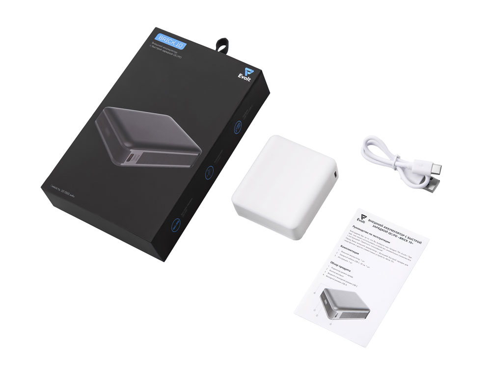 Внешний аккумулятор Brick 10 с быстрой зарядкой QC/PD, 10000 мАч